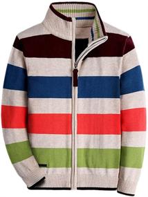 img 4 attached to BASADINA Boy Striped Sweater Cardigan - Stylish Zip-Up Sweater Jacket for Boys | Premium Quality Long-Sleeve 100% Cotton Sweater