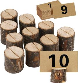 img 4 attached to 🎉 Enhance Your Wedding Decor with ECHI Real Wooden Base Table Card Holder - 10PCS Set (Style2)