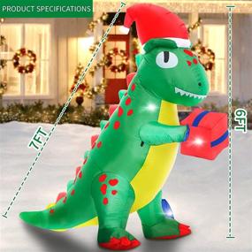 img 1 attached to 🦖 Inflatable Dinosaur Christmas Decorations, 7FT Tall with Hat and Gift Box, LED Lights, Ideal for Holiday Garden Lawn Yard Party