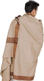 img 3 attached to Plain Men's Shawl with Brown Woven Border from Exotic India: Enhancing Style