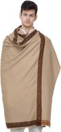 plain men's shawl with brown woven border from exotic india: enhancing style logo