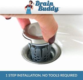 img 2 attached to Drain Buddy Clog Preventing Bathroom Sink Stopper/Strainer - Easy Installation, Ideal for 1.25” Bathroom Sink Drains, Chrome Plated Plastic Caps