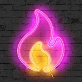 img 2 attached to 🔥 Flame Neon Signs, QIANTAO LED Night Lights USB or Battery Powered Wall Decor for Wedding Party Christmas Girls Kids Bedroom Supplies, (N01)