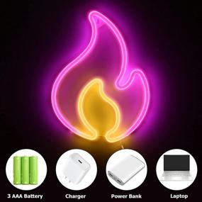 img 1 attached to 🔥 Flame Neon Signs, QIANTAO LED Night Lights USB or Battery Powered Wall Decor for Wedding Party Christmas Girls Kids Bedroom Supplies, (N01)