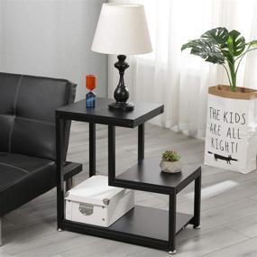 img 2 attached to Efficient 3-Tier Storage Organizer: soges Small End Table Nightstand Beside Sofa Table for Living Room Bedroom DX-C00200-BK