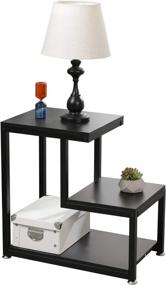 img 3 attached to Efficient 3-Tier Storage Organizer: soges Small End Table Nightstand Beside Sofa Table for Living Room Bedroom DX-C00200-BK