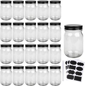 img 4 attached to 🏺 Premium 12 oz Mason Jars with Lids - Ideal for Pickles, Kitchen Storage, and More! Set of 20 Wide Mouth Glass Jars with Black Lids