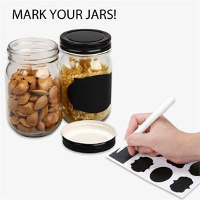 img 2 attached to 🏺 Premium 12 oz Mason Jars with Lids - Ideal for Pickles, Kitchen Storage, and More! Set of 20 Wide Mouth Glass Jars with Black Lids