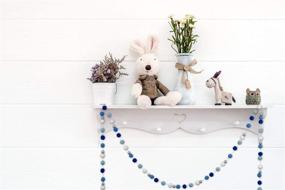 img 1 attached to 🎄 Blue and White Wool Felt Ball Pom Pom Garland with Silver Wood Beads - Vintage Holiday Decor for Christmas Tree, Hanukkah, and Parties - Perfect for Walls, Crafts, and Kids Room - by Orchid & Ivy