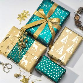 img 2 attached to 🎁 Рулон упаковочной бумаги на Рождество - темно-зеленый и золотой дизайн для праздничного настроения с металлическим блеском фольги - набор из 4 рулонов - 30 дюймов X 120 дюймов на рулон, от WRAPAHOLIC