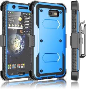 img 4 attached to 📱 Tekcoo Galaxy J7 Sky Pro Case, Tekcoo Galaxy J7 V/J7V/J7 Perx Holster Clip, [TShell] [Built-in Screen] Secure Swivel Belt Kickstand Phone Cover Full Body Case for Samsung J7 2017, Blue