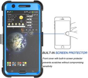 img 2 attached to 📱 Tekcoo Galaxy J7 Sky Pro Case, Tekcoo Galaxy J7 V/J7V/J7 Perx Holster Clip, [TShell] [Built-in Screen] Secure Swivel Belt Kickstand Phone Cover Full Body Case for Samsung J7 2017, Blue