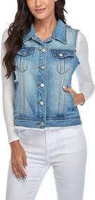 img 2 attached to 👖 MISS MOLY Women's Sleeveless Cotton Denim Vest: Classic Washed Button-Up Casual Jean Jacket with 2 Flap Pockets