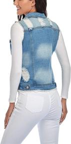 img 3 attached to 👖 MISS MOLY Women's Sleeveless Cotton Denim Vest: Classic Washed Button-Up Casual Jean Jacket with 2 Flap Pockets