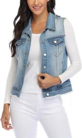 img 4 attached to 👖 MISS MOLY Women's Sleeveless Cotton Denim Vest: Classic Washed Button-Up Casual Jean Jacket with 2 Flap Pockets