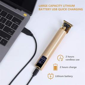 img 2 attached to USB Rechargeable Hair Trimmer for Men with Remaining Battery Display - Professional Cordless Clippers with 0mm Baldheaded Zero Gapped Blades for Hair Cutting and Beard Outlining - Gold Finish