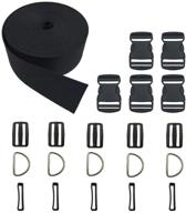 🔗 vtete 2 inch 5 yards black nylon heavy webbing strap + 5 pcs 2" flat side release buckles, d rings and tri-glide slides - plastic buckles kit, ideal for diy pet collar, luggage straps, and backpack repairs logo