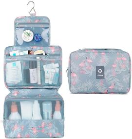 img 3 attached to 🦩 Waterproof Hanging Travel Toiletry Bag for Women and Girls: Flamingo Print Cosmetic Makeup Organizer