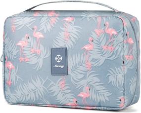 img 4 attached to 🦩 Waterproof Hanging Travel Toiletry Bag for Women and Girls: Flamingo Print Cosmetic Makeup Organizer