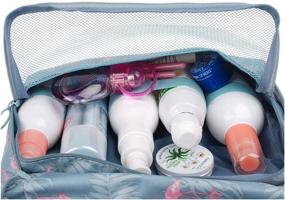 img 2 attached to 🦩 Waterproof Hanging Travel Toiletry Bag for Women and Girls: Flamingo Print Cosmetic Makeup Organizer