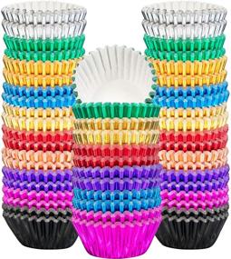 img 4 attached to 🧁 400-Pack Mini Cupcake Liners, Foil Baking Cups for Muffins and Cupcakes - 10 Vibrant Colors Included