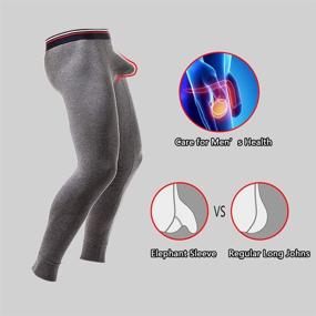 img 2 attached to 🔥 Stay Warm and Comfortable with KAMUON Men's Cotton Separate Pouch Long Johns Thermal Bottoms Underwear Pants