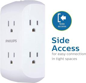 img 2 attached to 🔌 Philips SPS1460WH/37: 6-Outlet Extender with Resettable Circuit Breaker, Grounded Adapter - Wall Tap, Space Saving Design, Side Access (White)