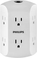 🔌 philips sps1460wh/37: 6-розеточный удлинитель с сбрасываемым автоматическим выключателем, заземленным адаптером - настенное крепление, компактный дизайн, боковой доступ (белый) логотип