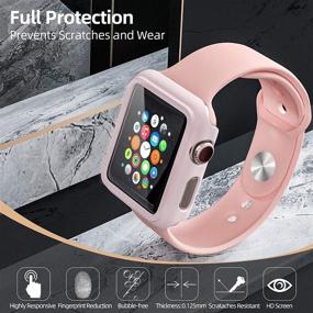 img 3 attached to 📱 PZOZ Корпус для Apple Watch серии 3 / серии 2 38 мм - Тонкий защитный чехол с полным покрытием и защитной пленкой для экрана: Матовый прочный ободок с ребристыми краями - Стильные розовые аксессуары для iWatch для женщин и мужчин с GPS.