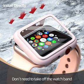 img 2 attached to 📱 PZOZ Корпус для Apple Watch серии 3 / серии 2 38 мм - Тонкий защитный чехол с полным покрытием и защитной пленкой для экрана: Матовый прочный ободок с ребристыми краями - Стильные розовые аксессуары для iWatch для женщин и мужчин с GPS.