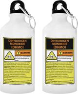 💧 women's science teacher appreciation gifts: hilarious dihydrogen monoxide h20 pun science jokes puns on periodic table - 2-pack of 20-oz aluminum water bottles with carabiner clip top (white) logo