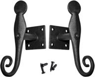 🏚️ renovators supply manufacturing pair of hand forged iron black shutter dogs with rat tail design, rustproof finish logo