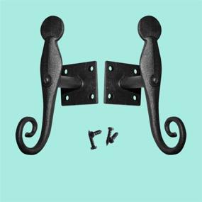 img 3 attached to 🏚️ Renovators Supply Manufacturing Pair of Hand Forged Iron Black Shutter Dogs with Rat Tail Design, Rustproof Finish