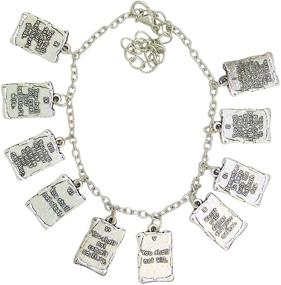 img 2 attached to Silver Tone Commandments Charm Bracelet