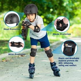 img 3 attached to 👦 JBM Children & Teenager Full Protective Gear Set - Multi-Sport Helmet, Knee Pads, Elbow Pads with Wrist Guards | 7-Piece Set (Black - Medium, 9-13 Years) for Full Protection