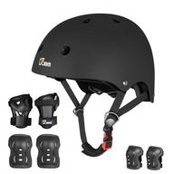 👦 jbm children & teenager full protective gear set - multi-sport helmet, knee pads, elbow pads with wrist guards | 7-piece set (black - medium, 9-13 years) for full protection logo