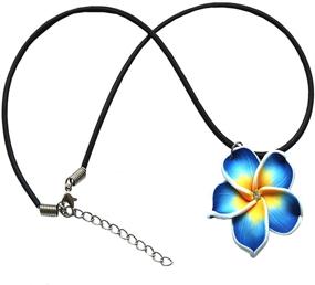 img 3 attached to 🌺 Donau Plumeria Hawaiian Flower Polymer Clay Earrings with Pendant Necklace Jewelry Set - 18 Color Options