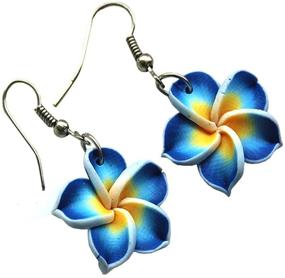 img 2 attached to 🌺 Donau Plumeria Hawaiian Flower Polymer Clay Earrings with Pendant Necklace Jewelry Set - 18 Color Options