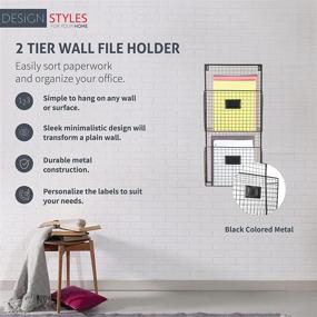 img 1 attached to Efficient Storage Solution: Designstyles Black Metal Wall Double File Holder