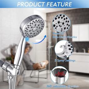 img 2 attached to 🚿 Upgrade Your Shower Experience with our High Pressure Handheld Shower Head Set - 3.5 inch Face, 5-Setting - Stainless Steel Hose, Adjustable Arm Mount Bracket - Tool-free Installation in Chrome