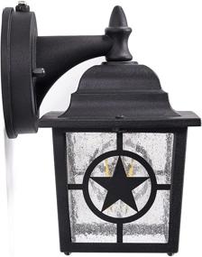 img 3 attached to 🏡 CORAMDEO Country Star Outdoor Dusk to Dawn Farmhouse Porch Light for Porch, Patio, and More – E26 Standard Socket, Wet Location Compatible, Black Powder Coat Cast Aluminum Frame with Seedy Glass