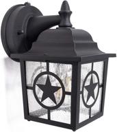 🏡 coramdeo country star outdoor dusk to dawn farmhouse porch light for porch, patio, and more – e26 standard socket, wet location compatible, black powder coat cast aluminum frame with seedy glass логотип