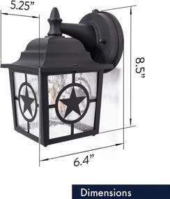 img 1 attached to 🏡 CORAMDEO Country Star Outdoor Dusk to Dawn Farmhouse Porch Light for Porch, Patio, and More – E26 Standard Socket, Wet Location Compatible, Black Powder Coat Cast Aluminum Frame with Seedy Glass