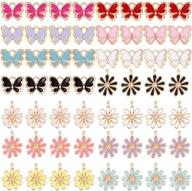 🌼 84-piece colorful diy charms set: enamel butterfly and daisy flower jewelry charms for handcrafted bracelets, necklaces, earrings - diy supplies logo