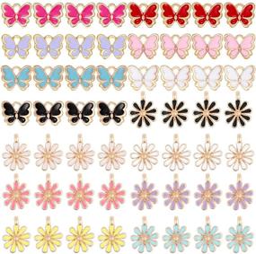 img 4 attached to 🌼 84-Piece Colorful DIY Charms Set: Enamel Butterfly and Daisy Flower Jewelry Charms for Handcrafted Bracelets, Necklaces, Earrings - DIY Supplies