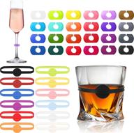 colorful silicone wine glass charms markers set - 36 pieces for drink glass bottles, champagne flutes, martinis, and cocktail glass - perfect party supplies logo