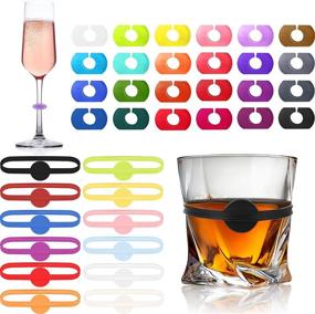 img 4 attached to Colorful Silicone Wine Glass Charms Markers Set - 36 Pieces for Drink Glass Bottles, Champagne Flutes, Martinis, and Cocktail Glass - Perfect Party Supplies