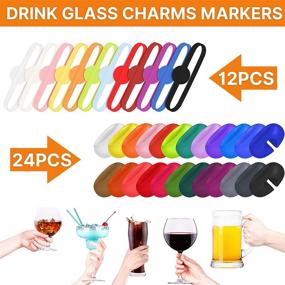 img 3 attached to Colorful Silicone Wine Glass Charms Markers Set - 36 Pieces for Drink Glass Bottles, Champagne Flutes, Martinis, and Cocktail Glass - Perfect Party Supplies