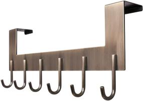 img 4 attached to SZAT PRO Over The Door Hook Hanger - Antique Brass Oil Rubbed Bronze Heavy Duty - Convenient Towel and Coat Rack