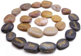 img 2 attached to 🎁 BigOtters Engraved Inspirational Stones: 25 Encouragement Words Gift Stones for Christmas & Thanksgiving